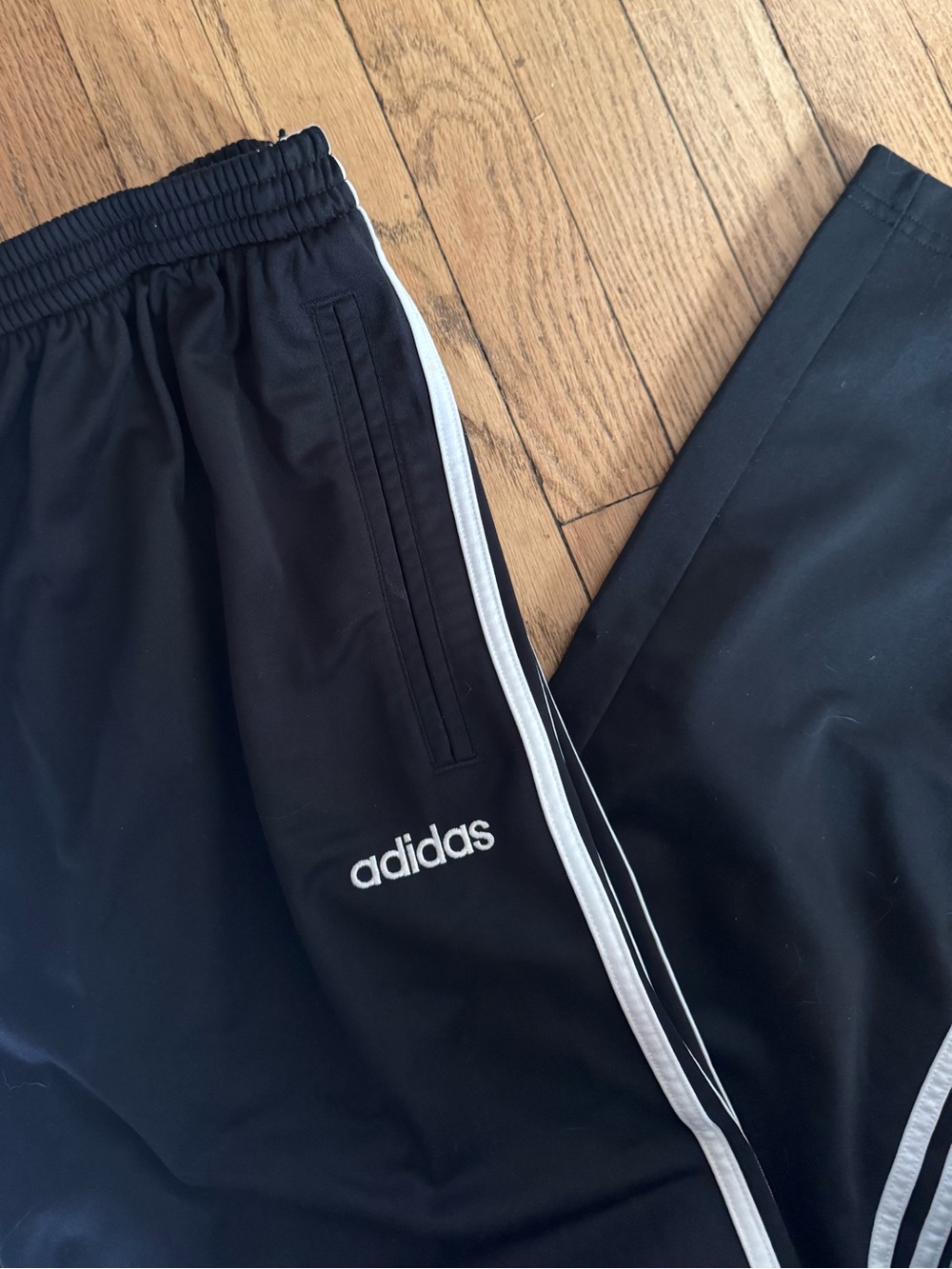 ADIDAS Classic Black White Side Snap Athletic Athleisure Track Pants XL